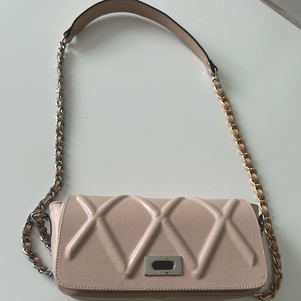 Small leather bag , light pink-beige